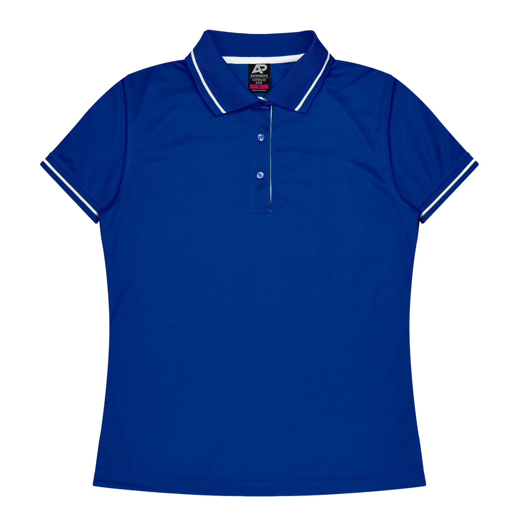 cottesloe ladies polo in royal white