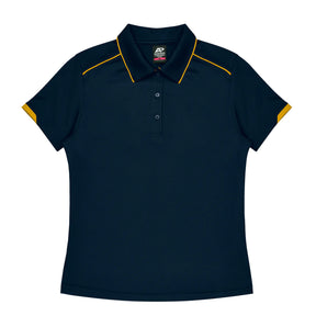 currumbin ladies polos in navy gold