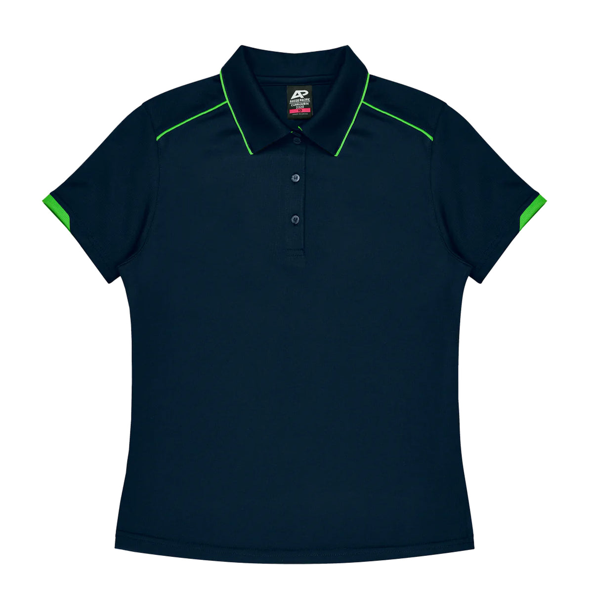 currumbin ladies polos in navy kawa green