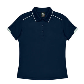 currumbin ladies polos in navy white