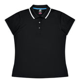 aussie pacific portsea ladies polo in black white