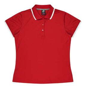 aussie pacific portsea ladies polo in red white