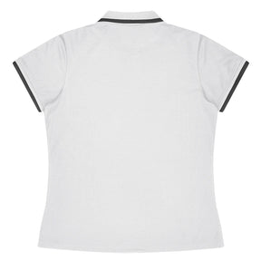 aussie pacific portsea ladies polo in white slate