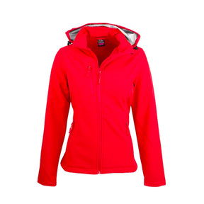 ladies olympus softshell jacket in red