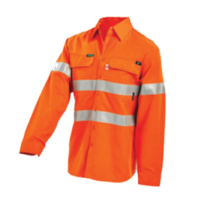 fire retardant hi vis modacrylic inherent lightweight shirt with reflect tape in orange