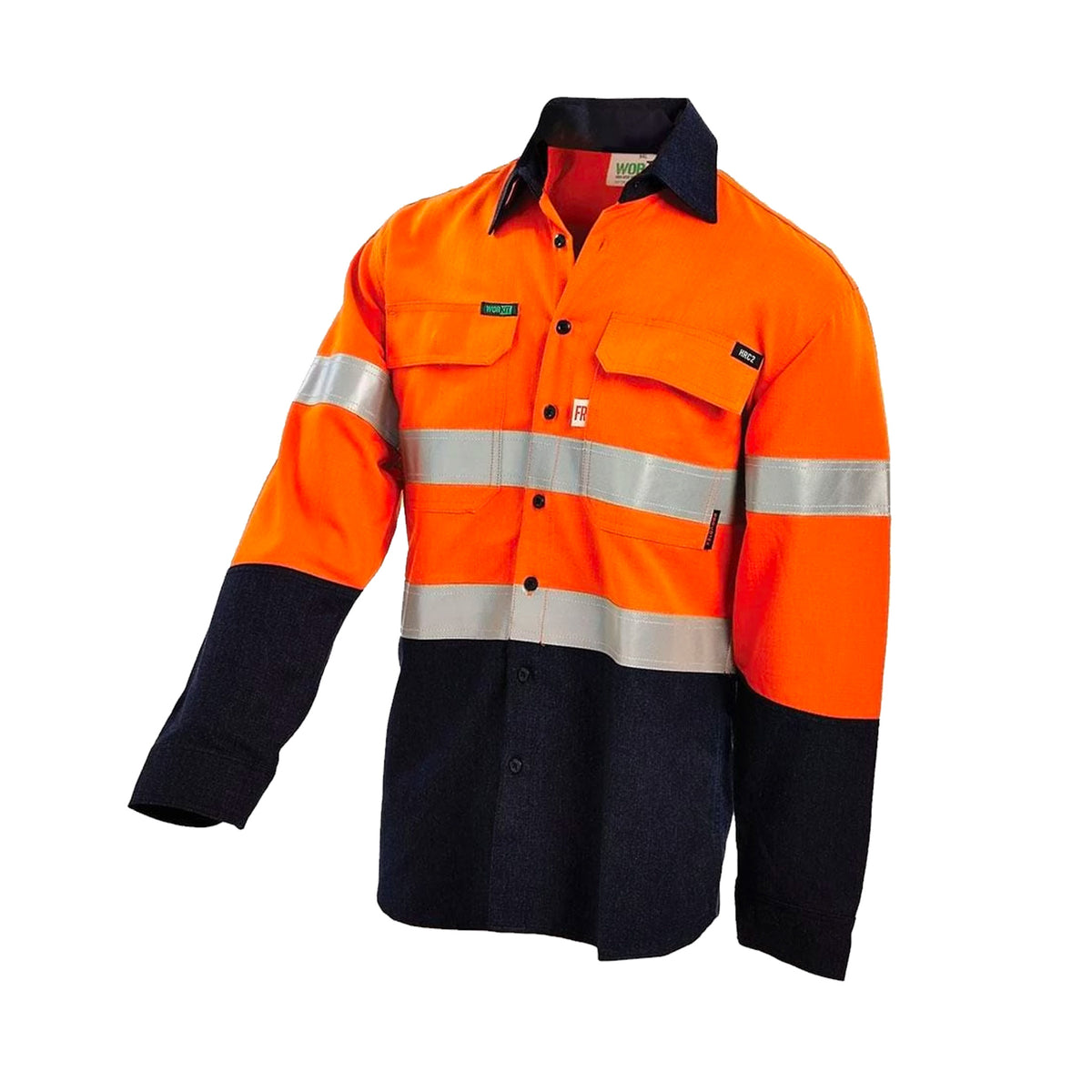ripstop hi vis flame resistant shirt in orange navy
