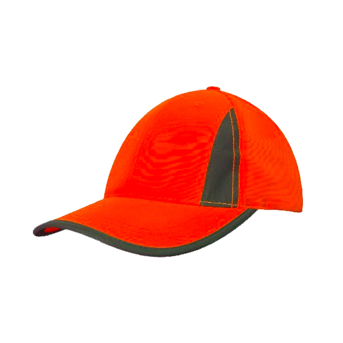 orange luminescent safety cap with reflective inserts and trim
