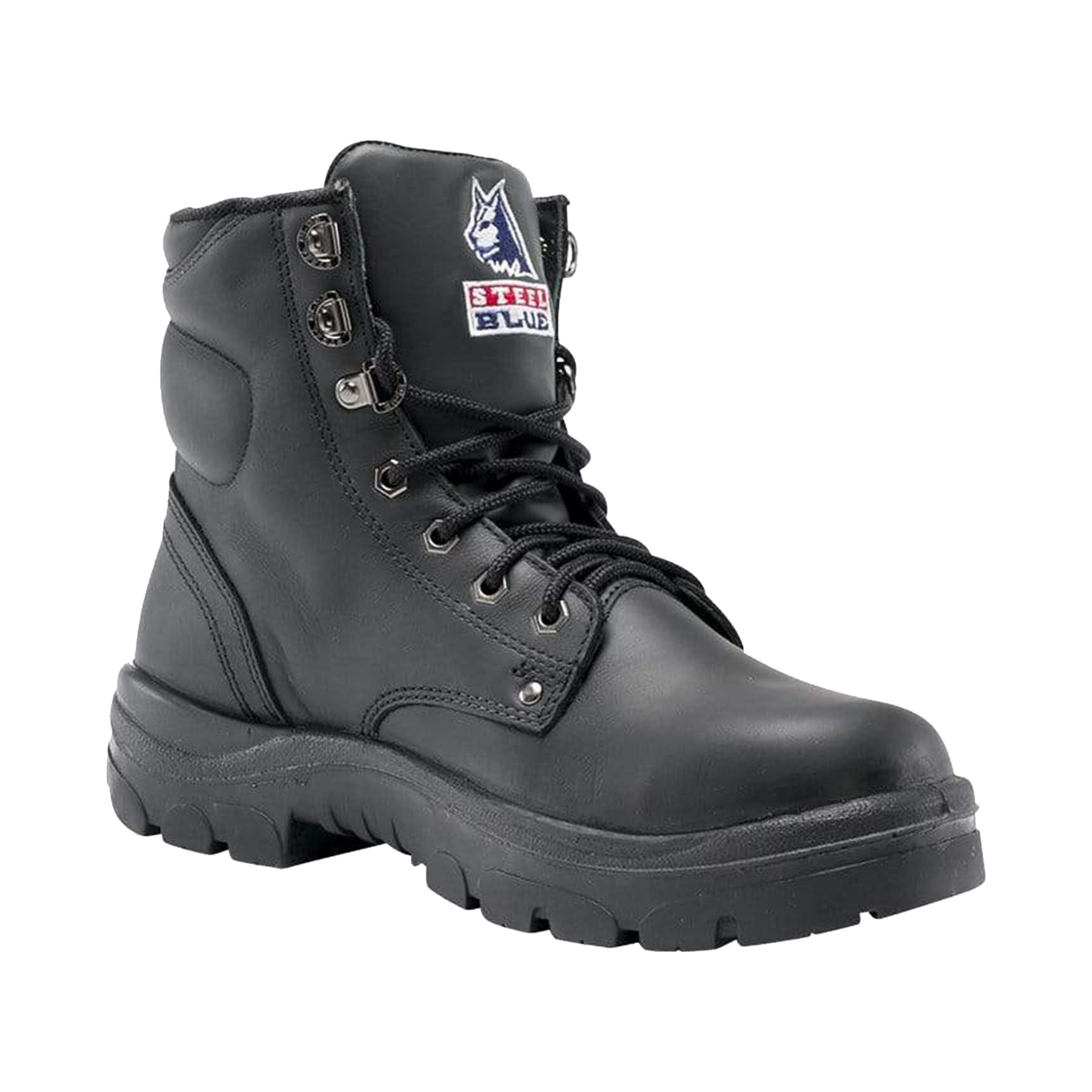 argyle lace up safety boot in black