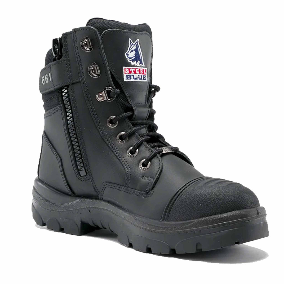 black southern cross zip safety boot
