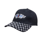 black brushed heavy cotton cap with checker plate on peak
