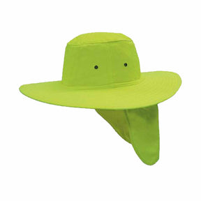 fluro green canvas sun hat with flap