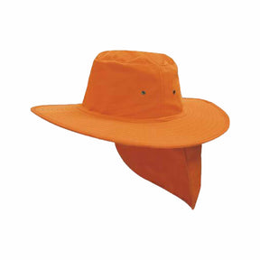 fluro orange canvas sun hat with flap