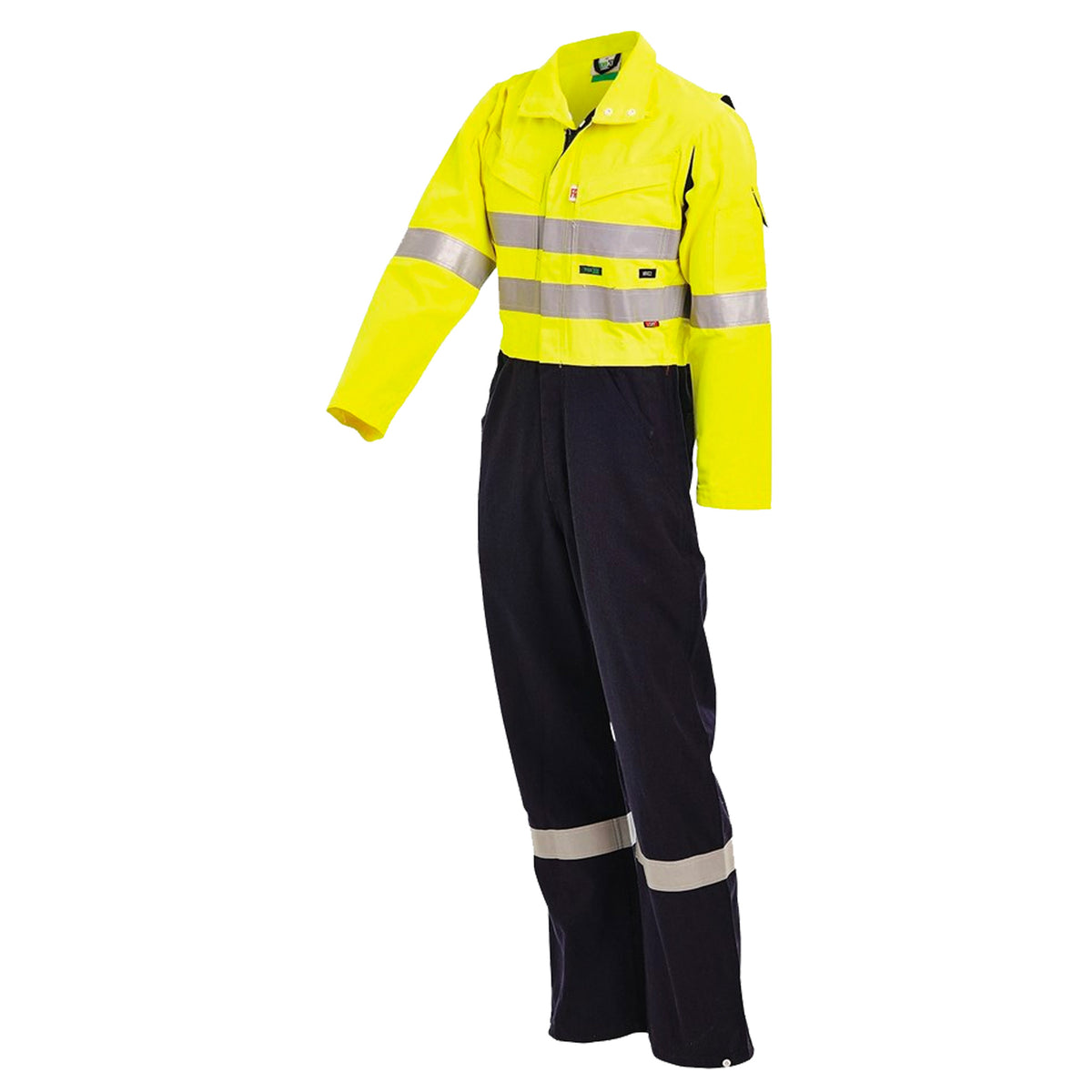 fire retardant vented coverall in yellow navy