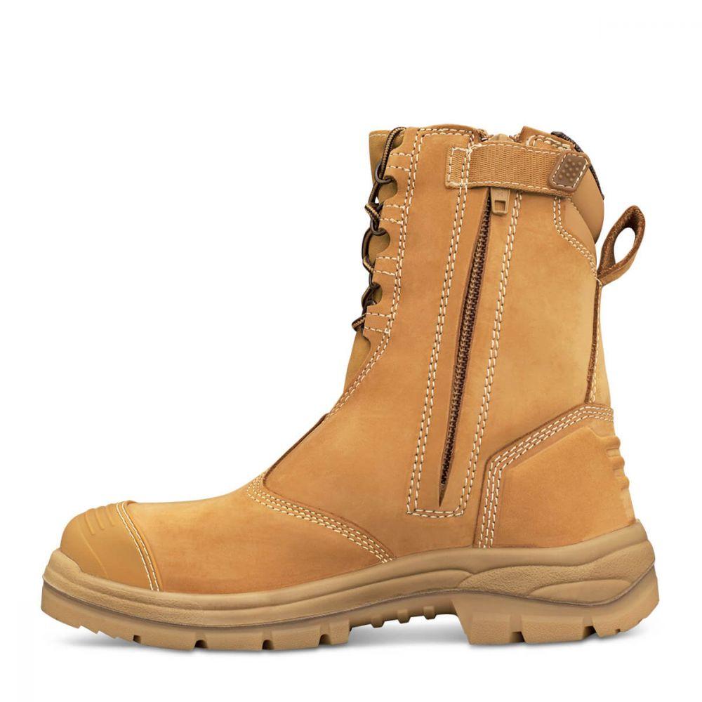 wheat lace up zip side boot zip view