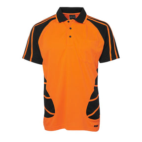 orange black hi vis short sleeve spider polo