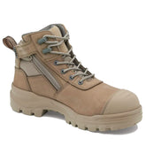 blundstone mid zip side rotoflex work boot in stone