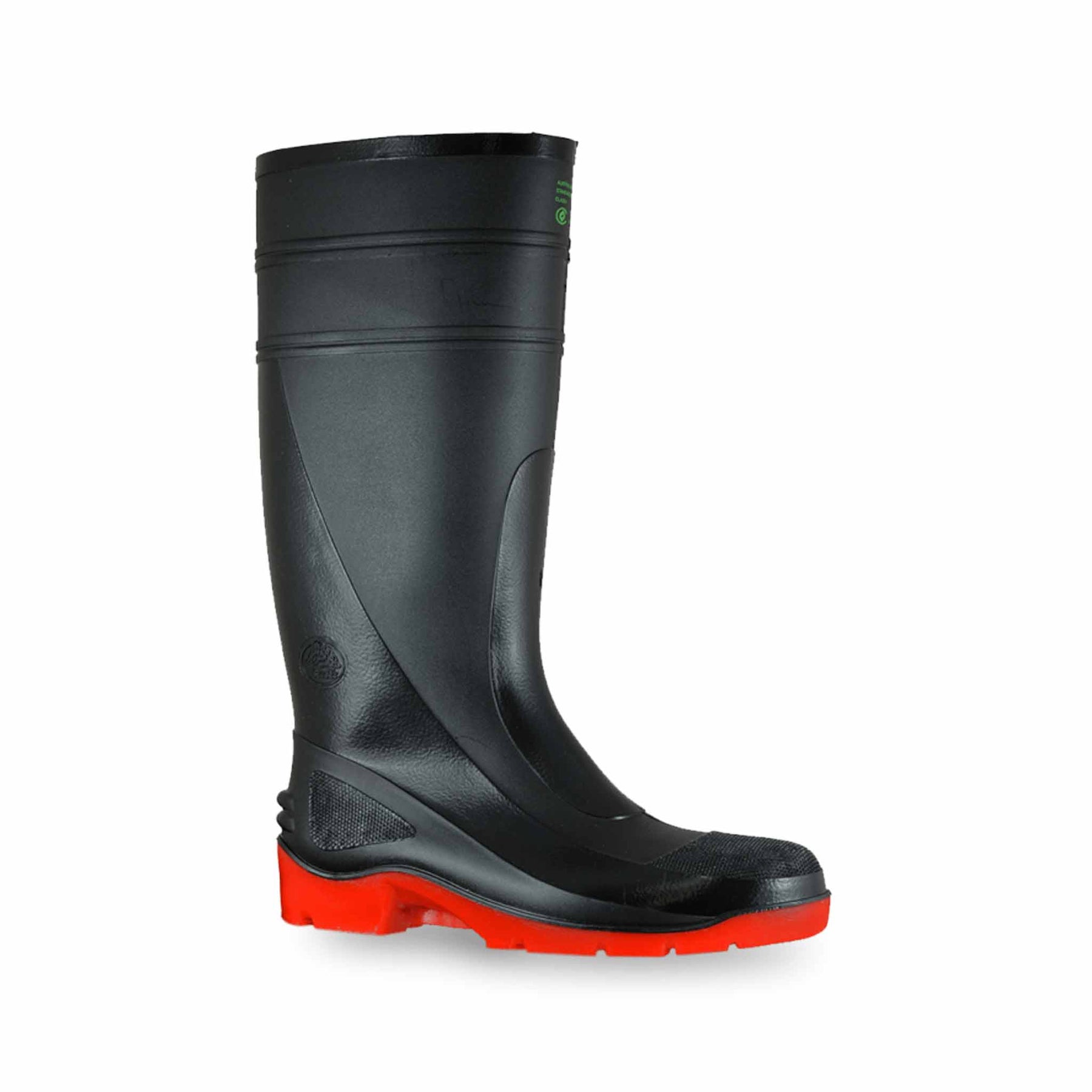 black and red gumboot