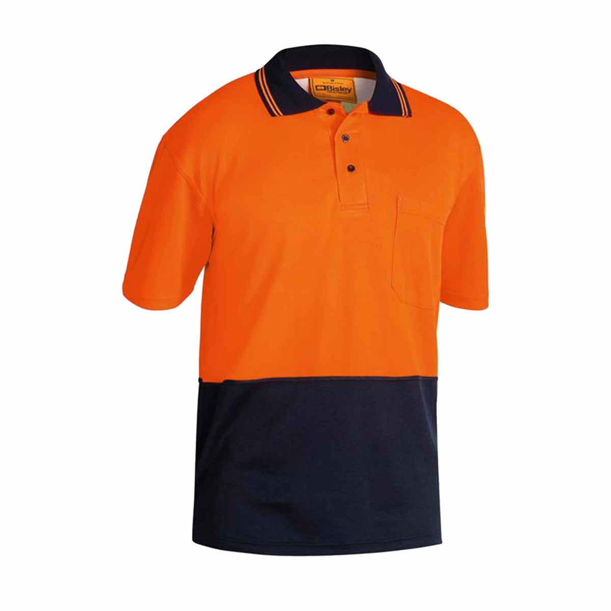 orange navy short sleeve hi vis polo shirt
