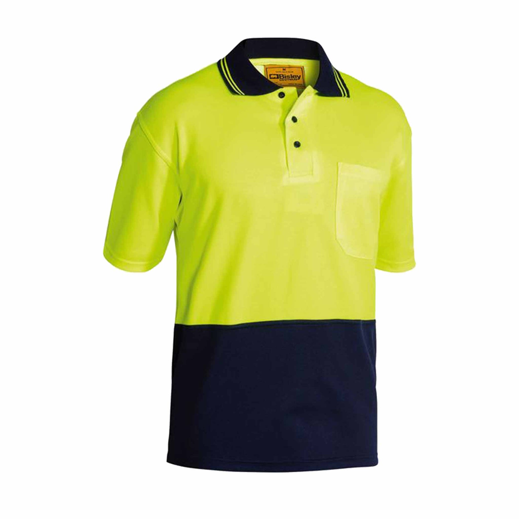 yellow navy short sleeve hi vis polo shirt