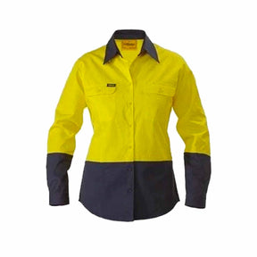 ladies yellow navy long sleeve shirt