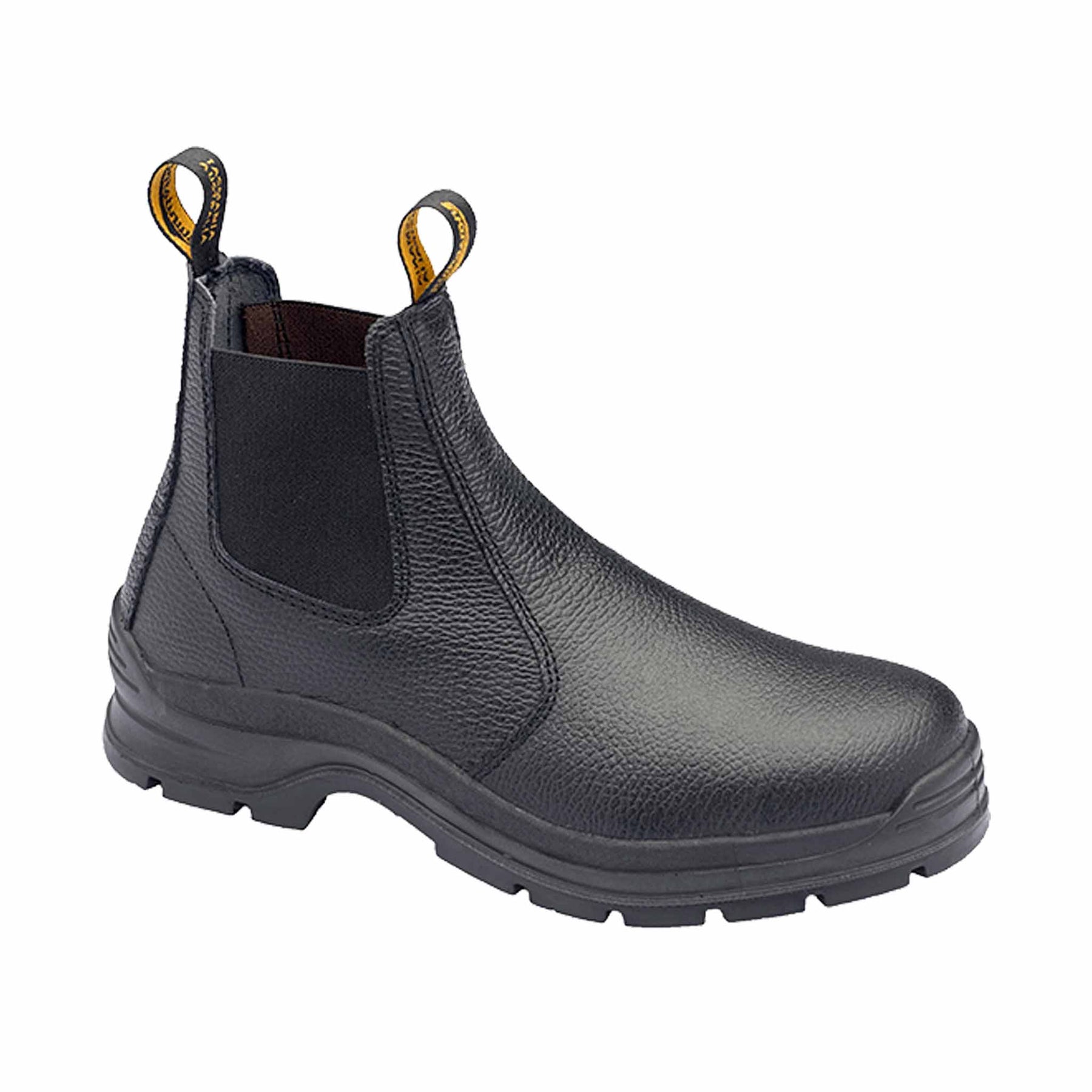 black leather steel toe boot blundstone