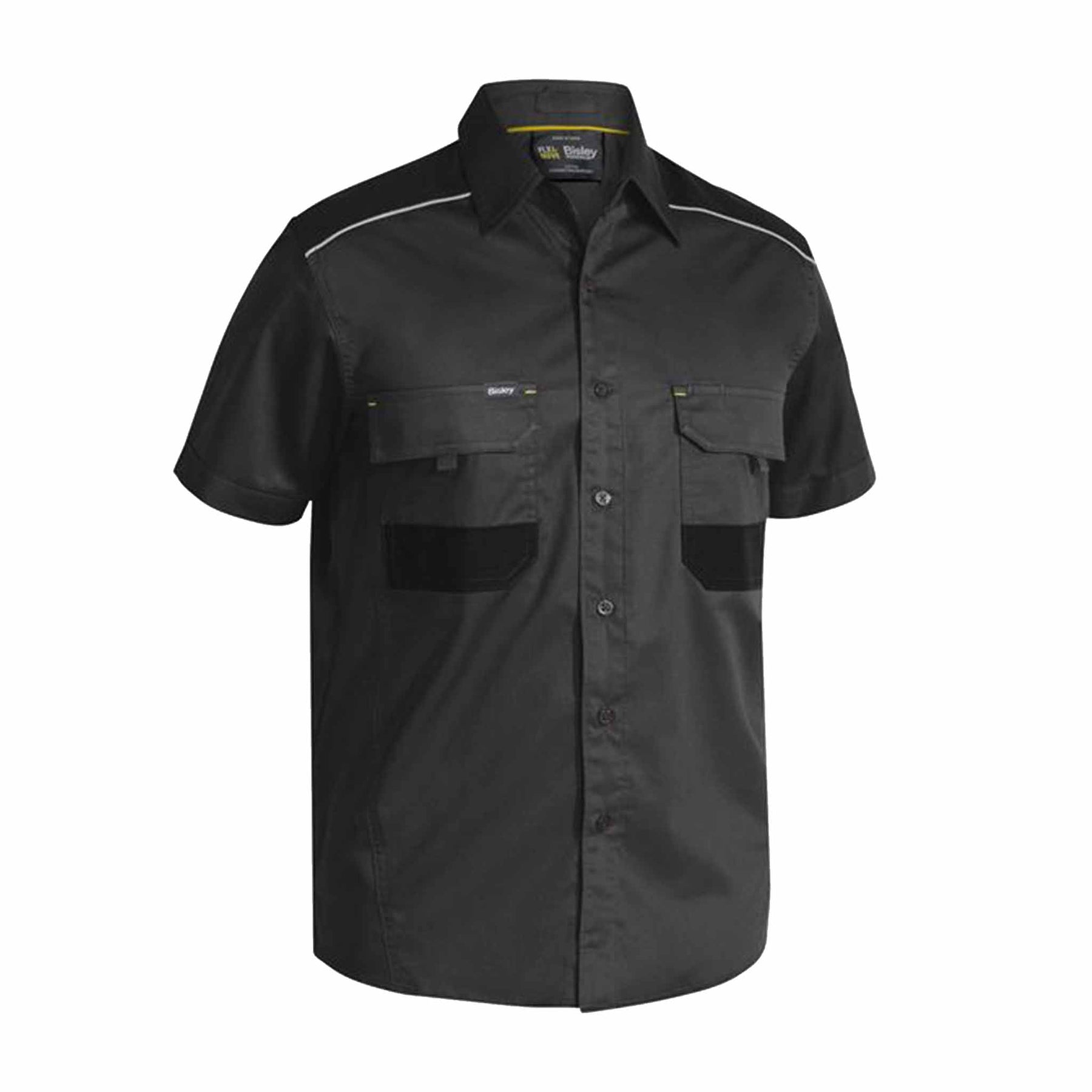 charcoal flex and move short sleeve mechanical stretch shirt