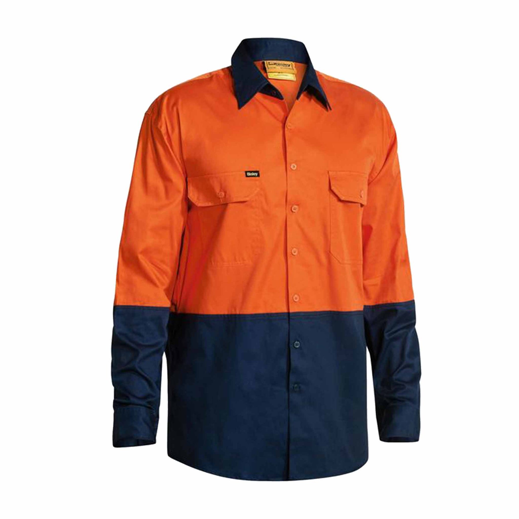 orange navy long sleeve lightweight drill shirt