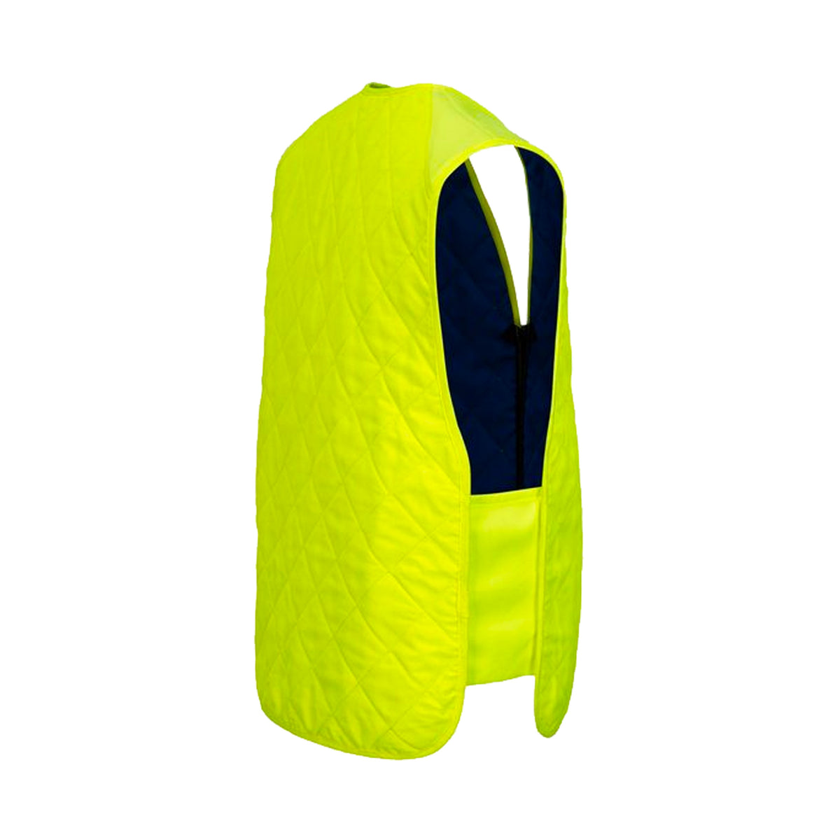 side of cooling evaporative vest in yellow