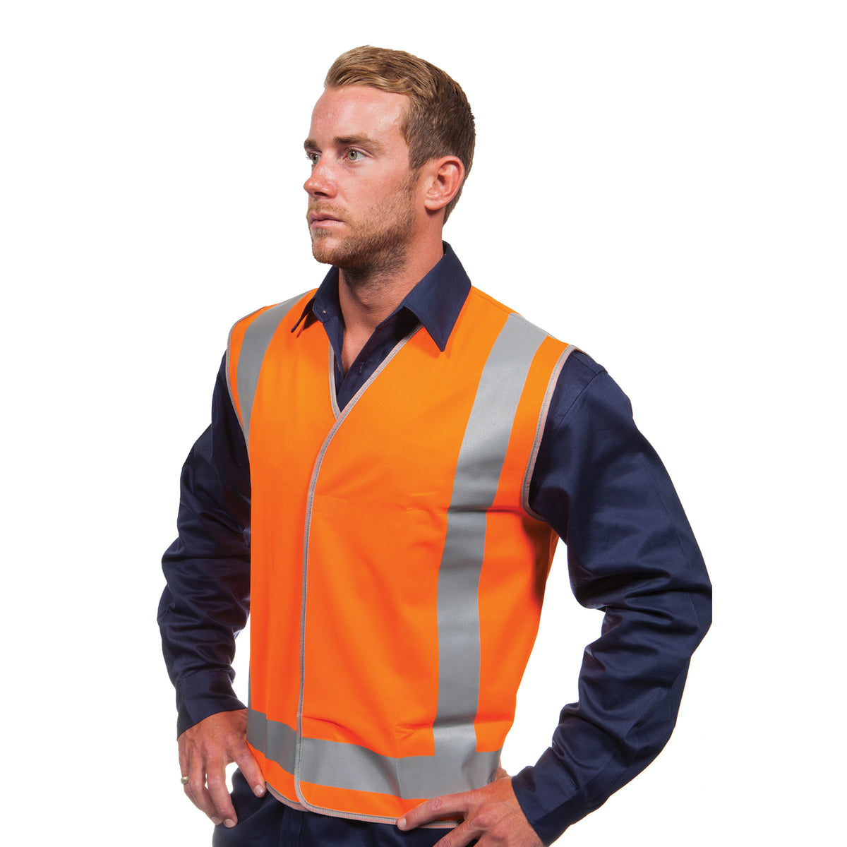 hi vis safety vest with tape in orange