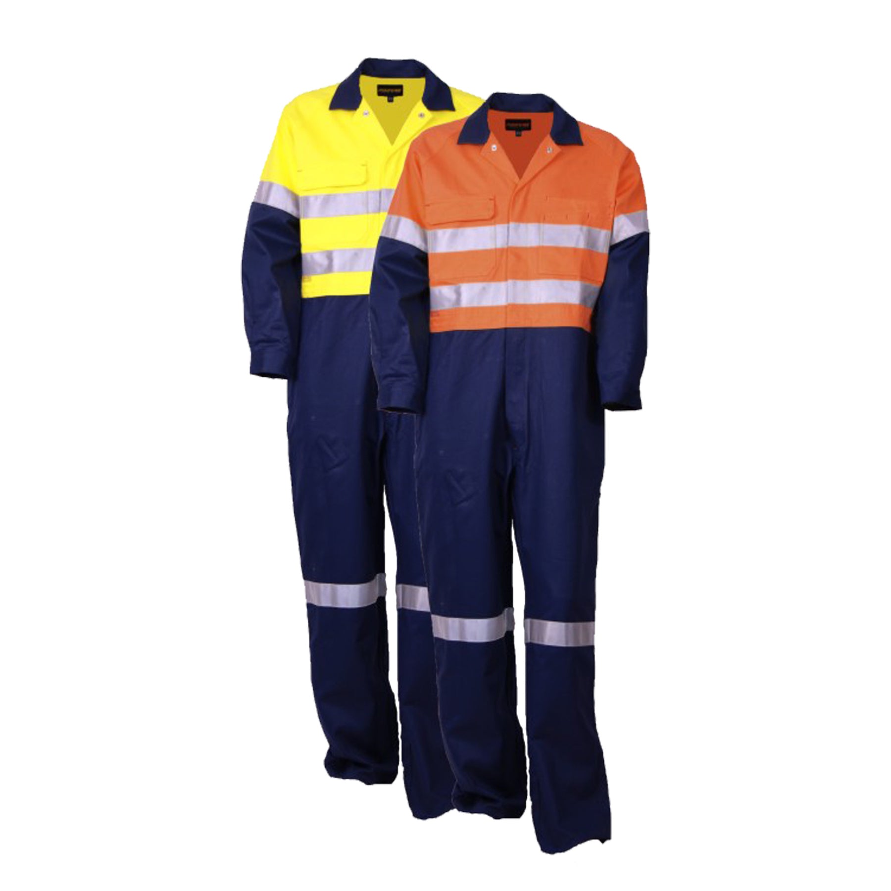 heavyweight coverall with 3m tape in orange navy and yellow navy