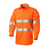 regular weight hi vis cotton closed front shirt with 3m tape in orange