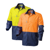 rip stop hi vis cotton vented shirt in orange navy and yellow navy
