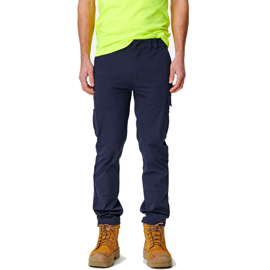 Stretch cotton worker pants with brand plate main image 0