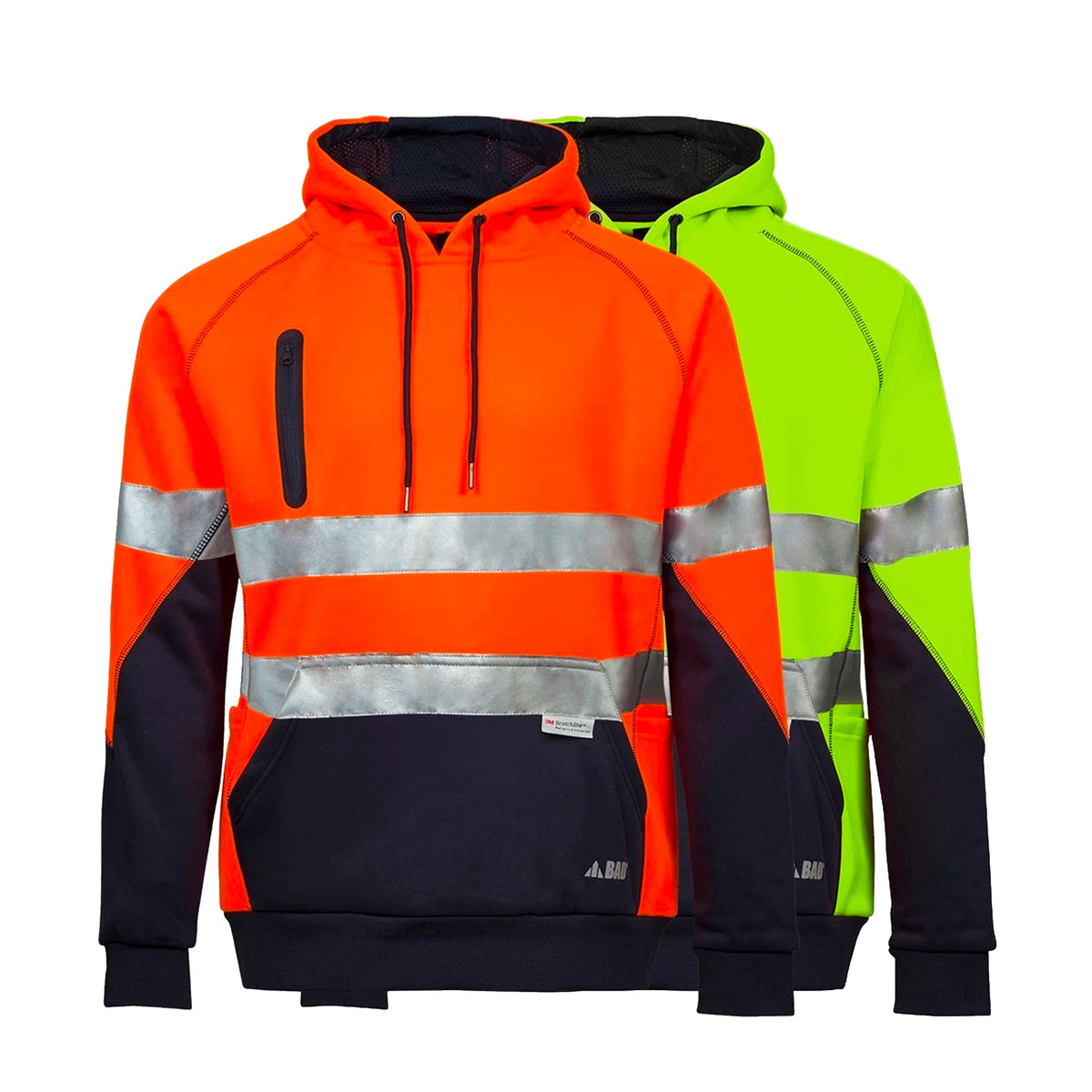 BAD WATERPROOF RAIN DEFEND HI VIS FLEECE HOODIE TAPED