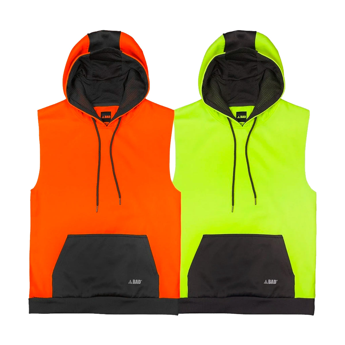 bad essential hi vis fleece vest in orange and yellow