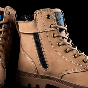 bad workwear signature zip side work boots in stone