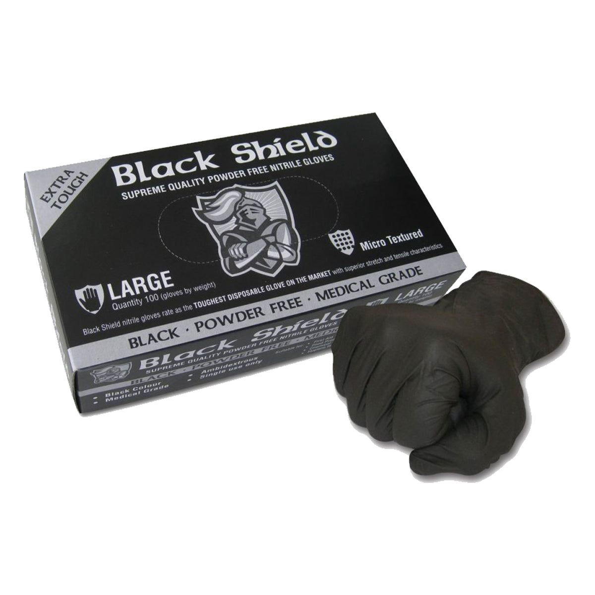 bow of black shield extra heavy duty nitrile gloves