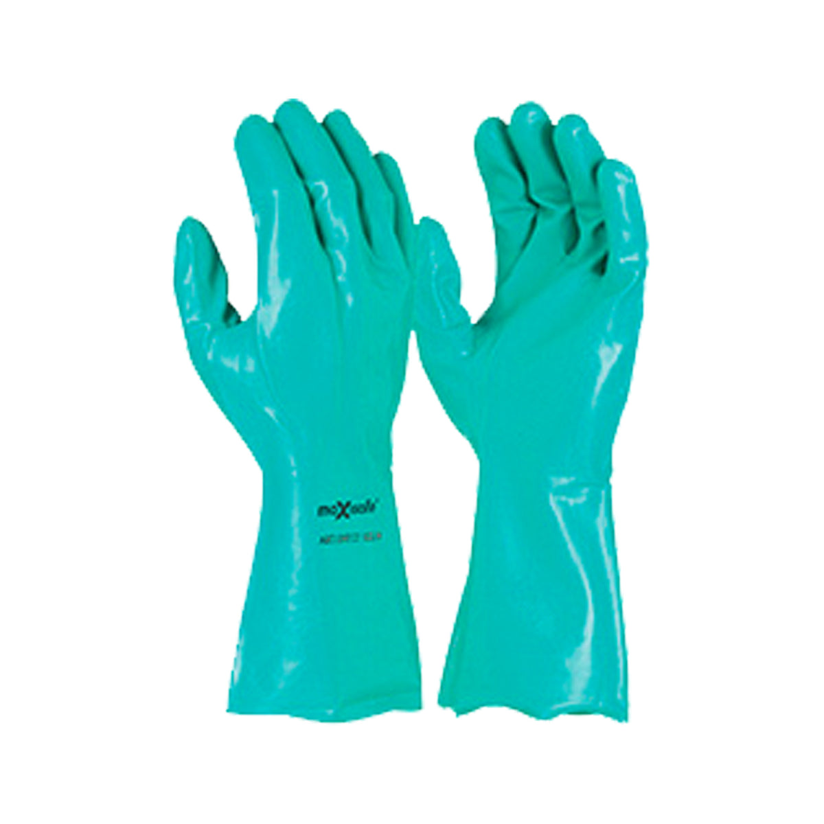 green nitrile chemical glove in size 33cm
