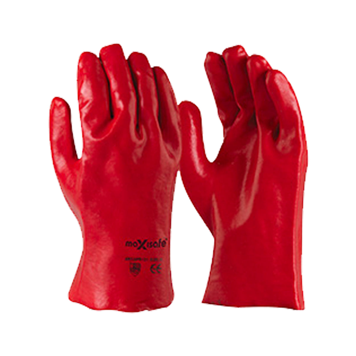 red pvc gauntlet glove