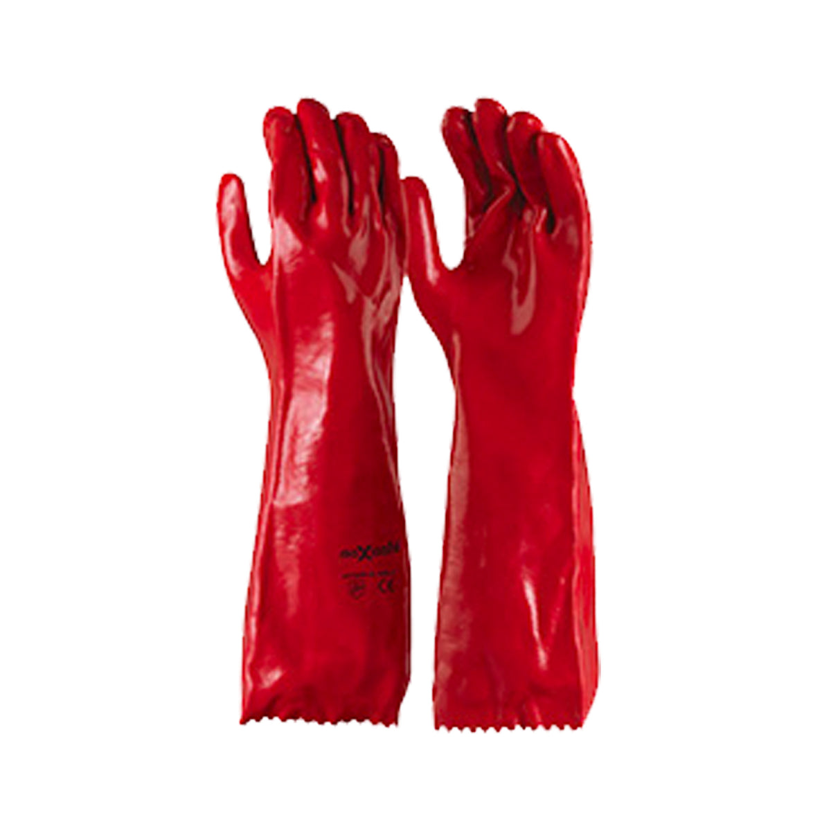 red pvc gauntlet gloves in 45cm