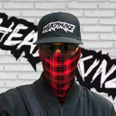 headskinz head sock in red and black lumberjack