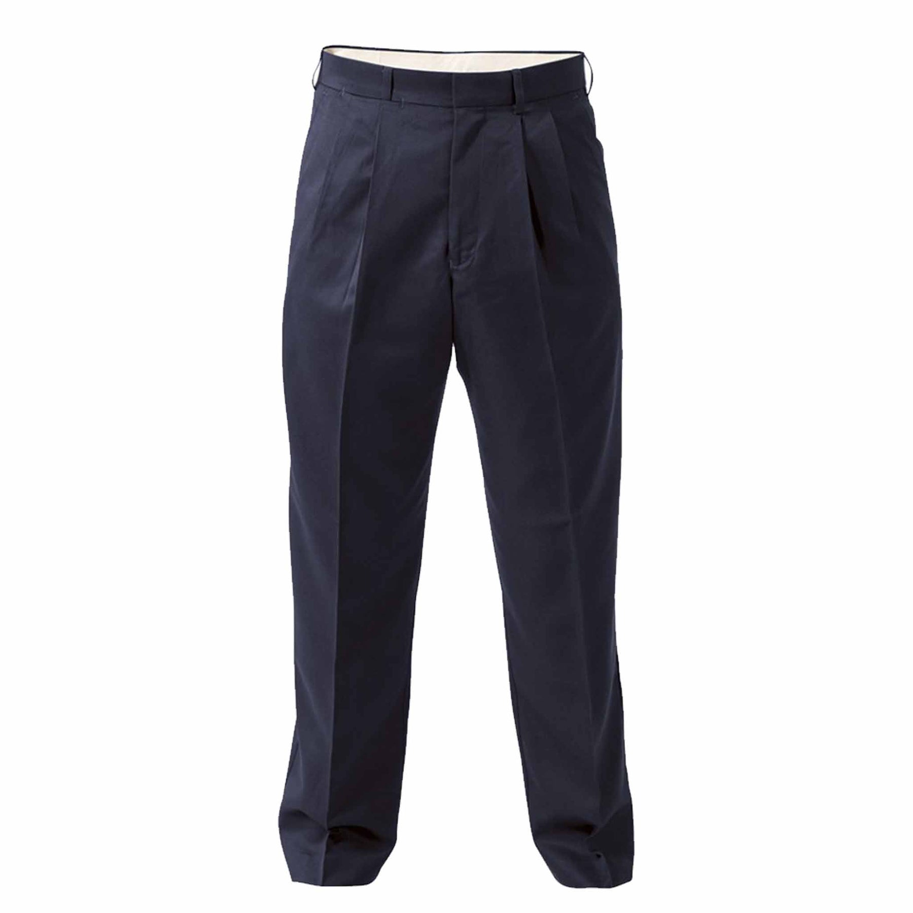 navy plain front permanent press trouser