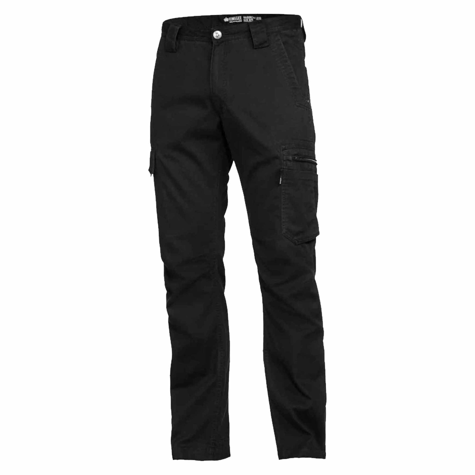 black narrow tradie summer pants