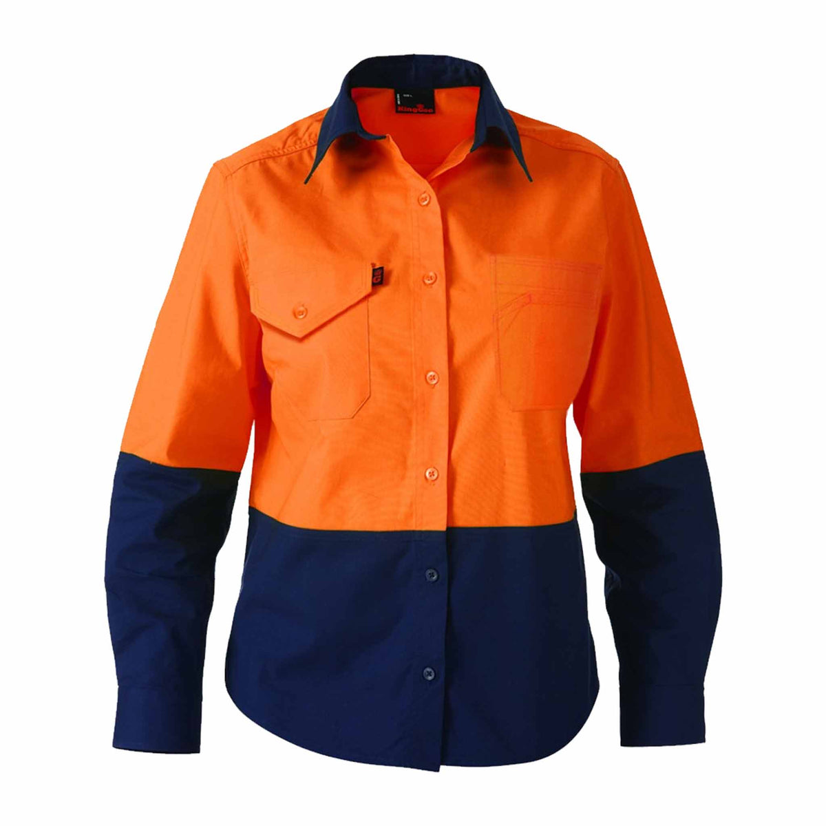 orange navy long sleeve spliced womens workcool 2 shirt 