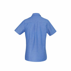 chambray ladies wrinkle free short sleeve shirt back view
