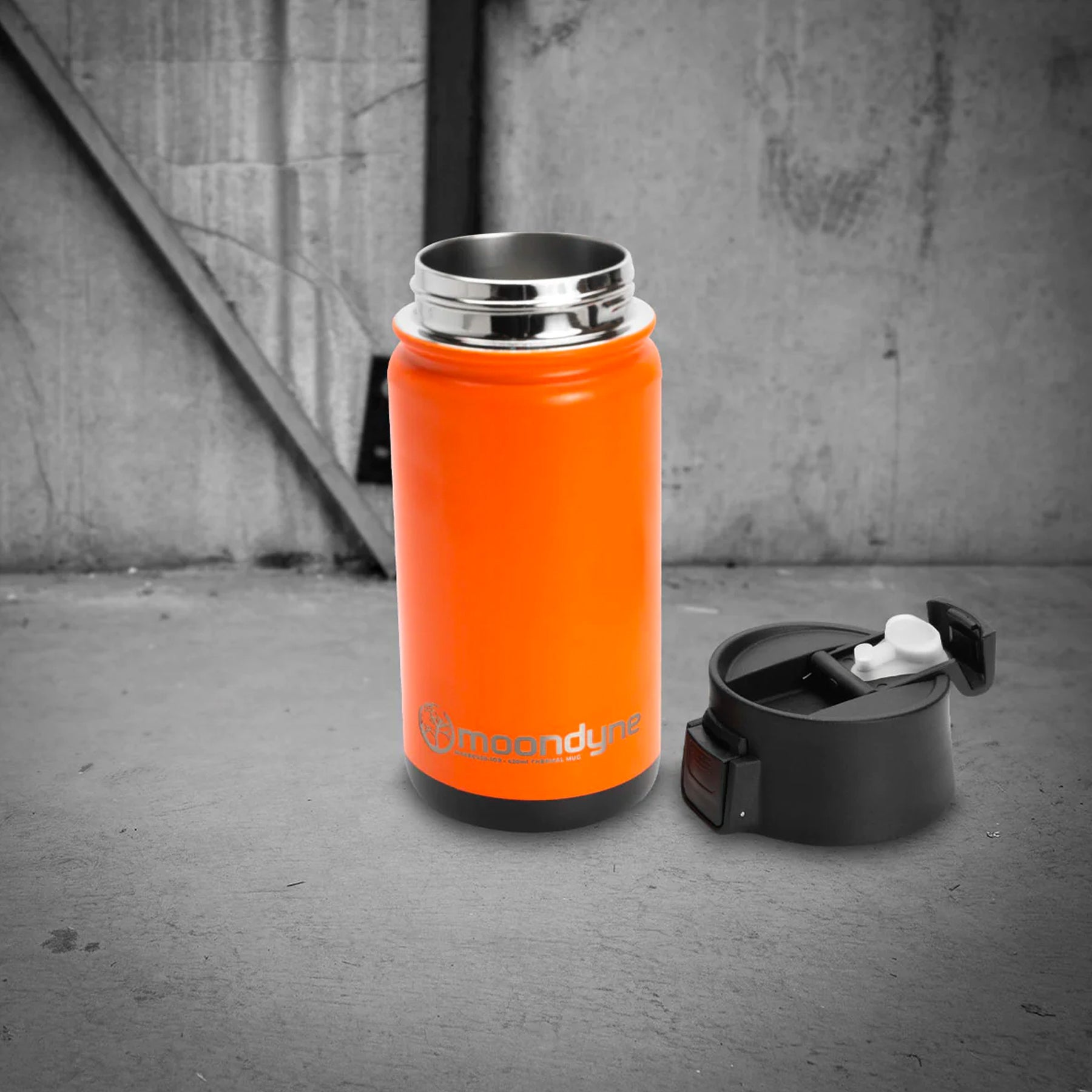 moondyne 420ml insulated thermal mug in orange