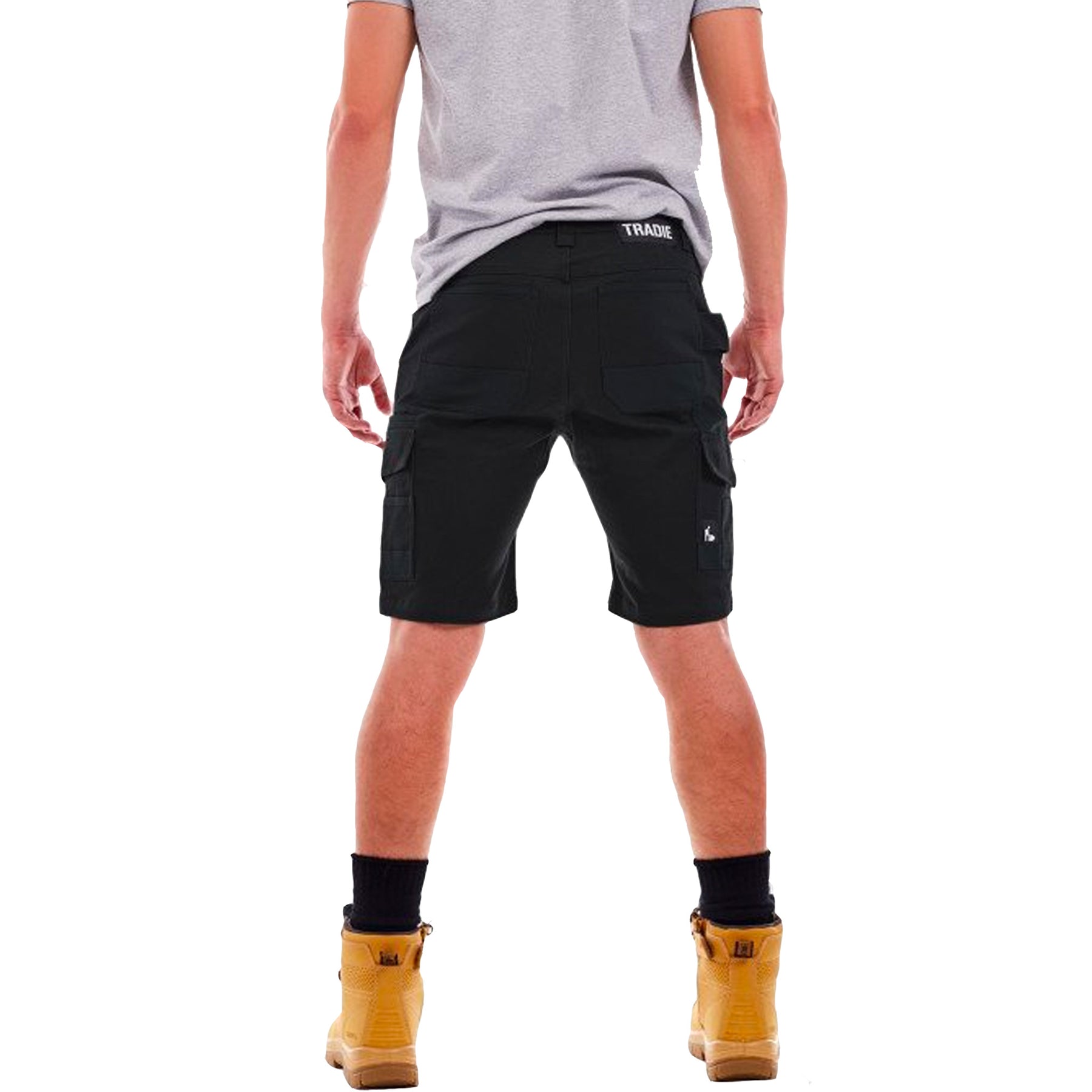 tradie slim fit cargo shorts in black