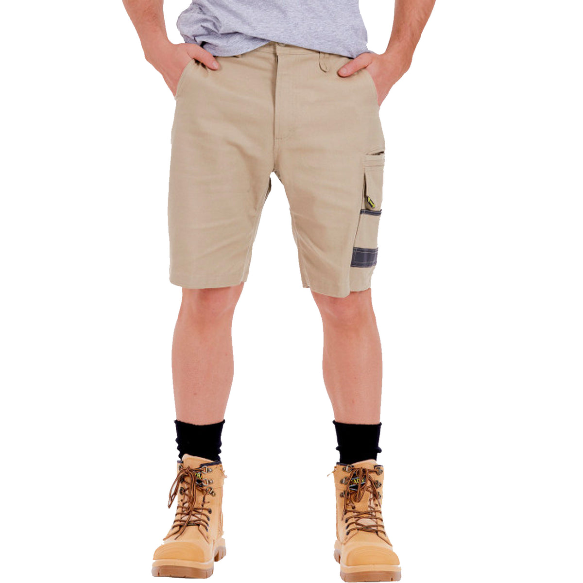 tradie slim fit cargo shorts in khaki