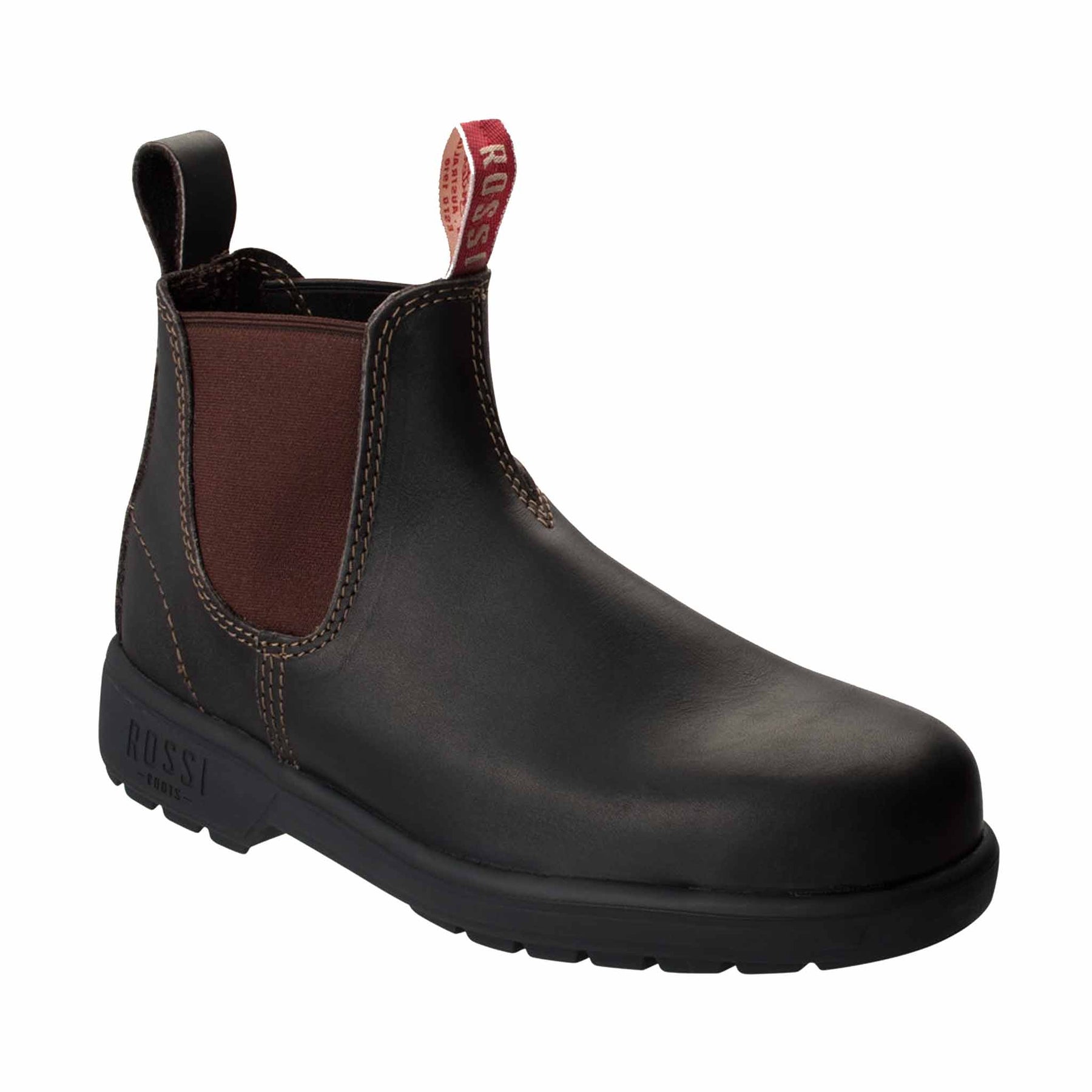 trojan safety pull on boot in brown