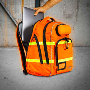 rugged xtremes canvas laptop backpack in hi vis orange